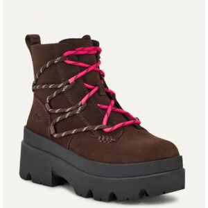 NWT UGG Brisbane Lace-Up Boots in Brown Suede Women's Size 5